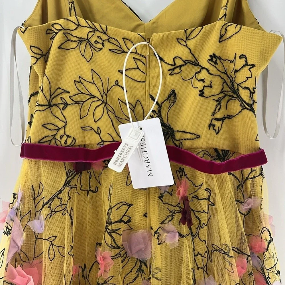 Marchesa tulle floral fairy whimsical wedding guest romantic‎ midi dress NWT